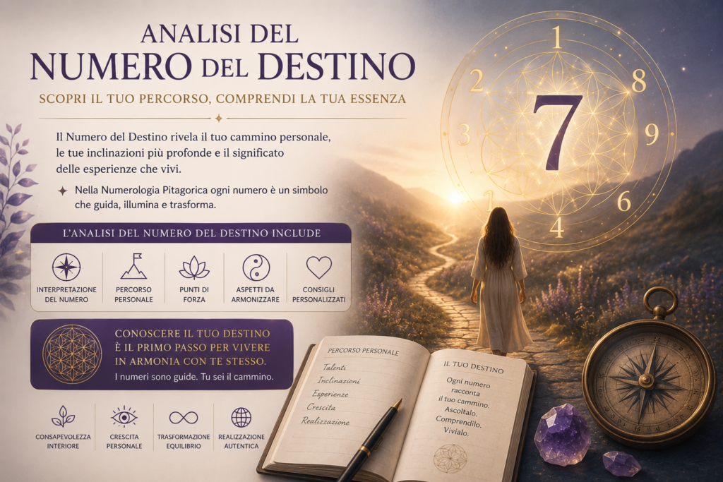 Analisi del Numero del Destino nella numerologia pitagorica e significato del percorso personale