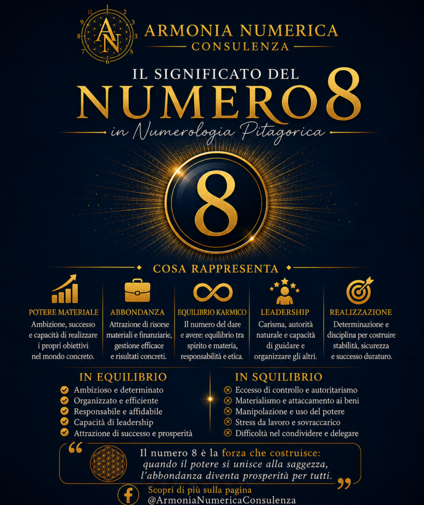 Numero 8 nella numerologia pitagorica simbolo di forza leadership e realizzazione personale